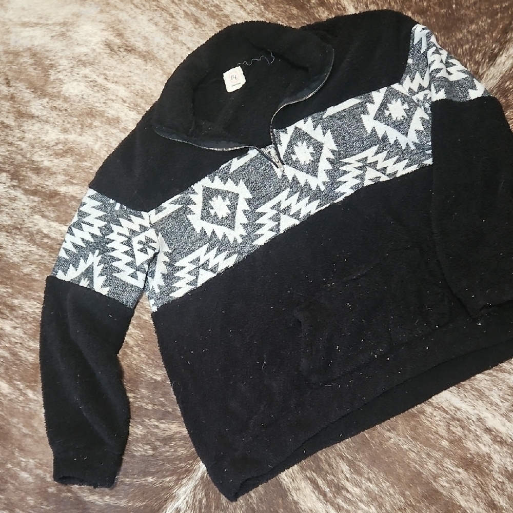 Black Aztec 3/4 Zip Sweater